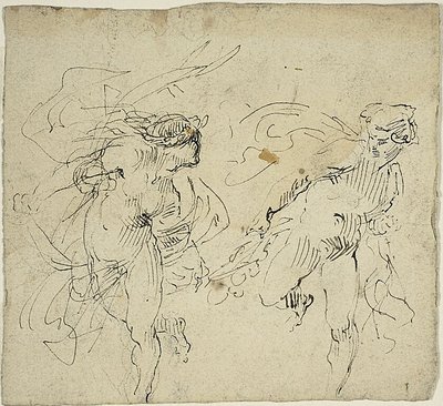 Kaksi juoksevaa mieshahmoa tekijältä Jean Baptiste Carpeaux