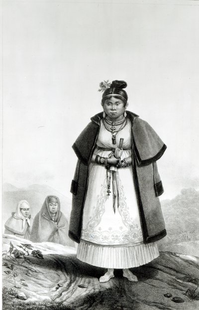 Gouaranis-naiset menevät messuun sunnuntaina, "Voyage Pittoresque et Historique au Bresil", tekijältä Jean Baptiste Debret