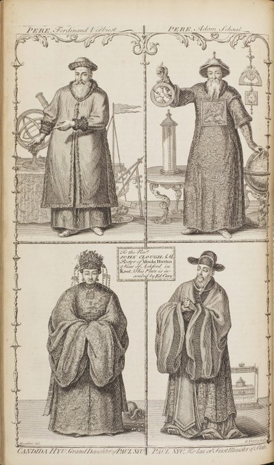 Muotokuvia Ferdinand Verbiestistä, Adam Schallista, Candida Xusta ja Xu Guangqista Kuvasta e. tekijältä Jean Baptiste Du Halde
