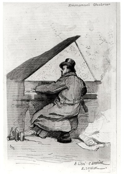 Alexis Emmanuel Chabrier (1841-94) pianolla, kaivertanut Florian (katso myös 165875) tekijältä Jean Baptiste Edouard after Detaille