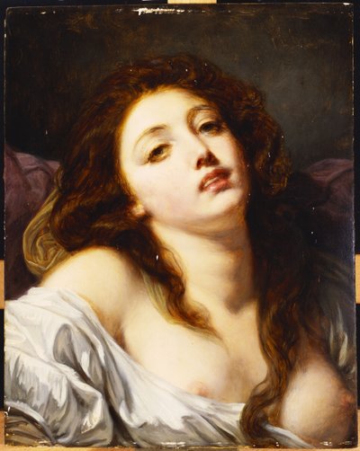 Nuori nainen, rinnan pituus tekijältä Jean Baptiste Greuze