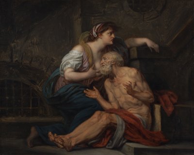 Cimon ja Pero: "Roomalainen hyväntekeväisyys" tekijältä Jean Baptiste Greuze