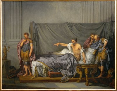 Keisari Lucius Septimius Severus syyttää poikaansa Caracallaa hänen salamurhansa suunnittelusta ... tekijältä Jean Baptiste Greuze