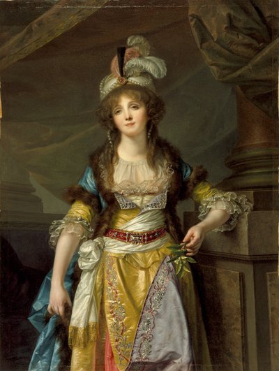 Naisen muotokuva turkkilaisessa muotimekossa, n. 1790 tekijältä Jean Baptiste Greuze