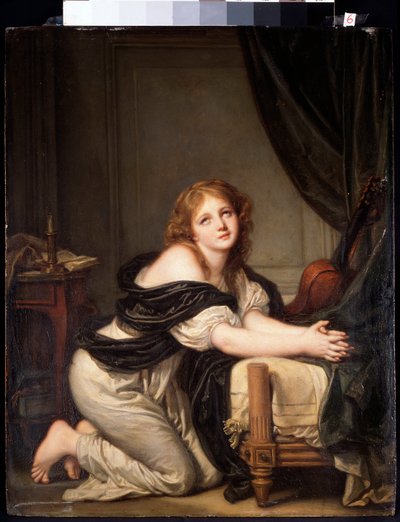 Aamurukous (öljy kankaalle tekijältä Jean Baptiste Greuze
