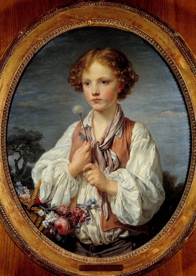 Jean Baptiste Greuzen (1725-1805) nuori poika kukkakorissa 1761 tekijältä Jean Baptiste Greuze