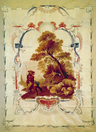Sudesta tuli paimen Kuvitus Jean de La Fontainen tarinaan. Jean Baptiste Huetin (1745-1811) kuvakudos, valmistettu Beauvais-tehtaissa. 1700-luvun Pariisi, kansalliset huonekalut. tekijältä Jean Baptiste Huet