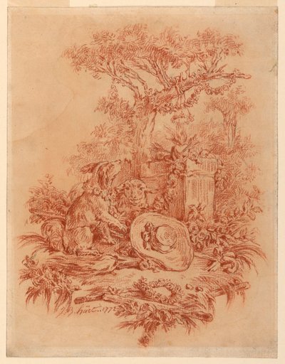 Piirros, Pastorale, 1772 tekijältä Jean Baptiste Huet