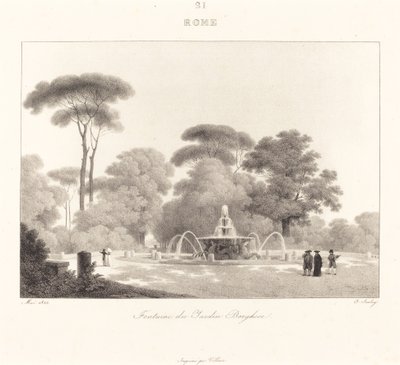 Suihkulähde Borghese Gardenissa tekijältä Jean Baptiste Isabey