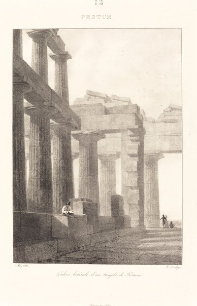 Paestumin temppelin sivugalleria tekijältä Jean Baptiste Isabey