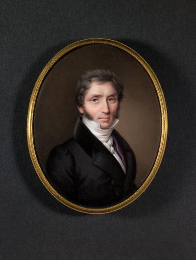 Mies tummassa takissa (emali kuparille) tekijältä Jean Baptiste Joseph Duchesne