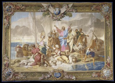 ""Ihmeellinen kalastus"" Uusi testamentti roikkuu villassa ja silkissä Manufacture royale des Gobelins, Jean Lefebvren työpaja Jean Jouvenet
