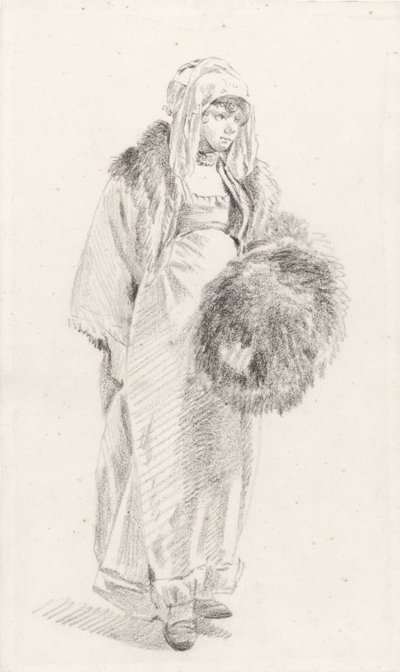 Venäläinen nainen turkismuhvilla, vuosina 1758-1761 tekijältä Jean Baptiste Le Prince