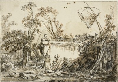 Study for Frontispiece for Varie Vedute del Gentile, n. 1755 tekijältä Jean Baptiste Le Prince