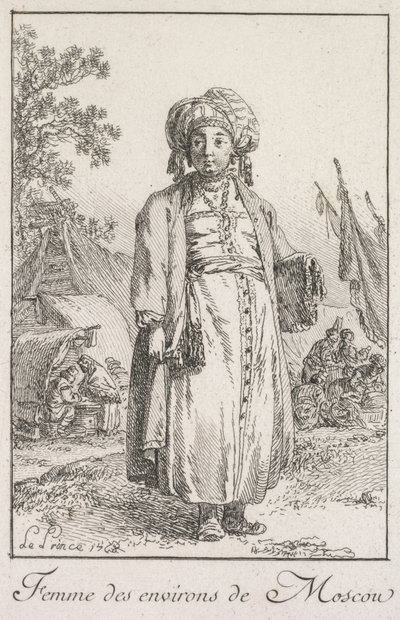 Nainen Moskovan esikaupunkialueelta, 1768. tekijältä Jean Baptiste Le Prince