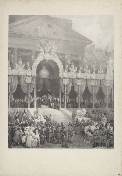 Leopold I:n asettaminen belgialaisten kuninkaaksi, 1831 tekijältä Jean Baptiste Madou