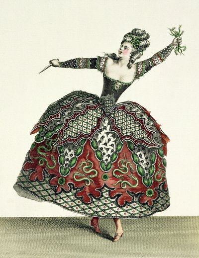 Puku raivolle Iphigeniassa Taurisissa ja useissa muissa oopperoissa, kaiverrus Rene Gaillard (n. 1710-90) n. 1780 tekijältä Jean Baptiste Martin