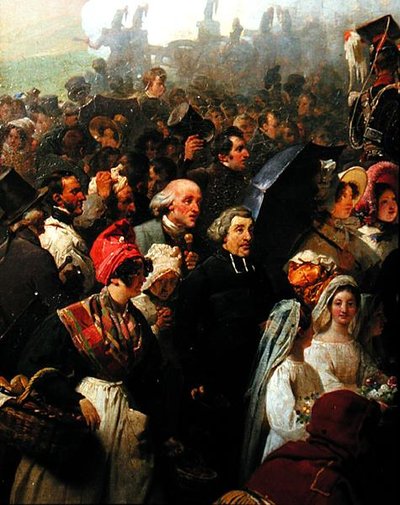 Kuningas Louis-Philippe (1773-1850) vierailee vanhalla Valmyn taistelukentällä 8.6.1831 (öljy kankaalle) (yksityiskohta) tekijältä Jean Baptiste Mauzaisse