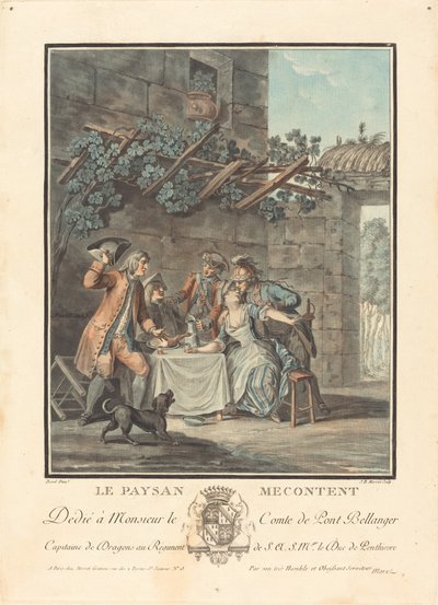 Tyytymätön talonpoika tekijältä Jean Baptiste Morret after Antoine Borel