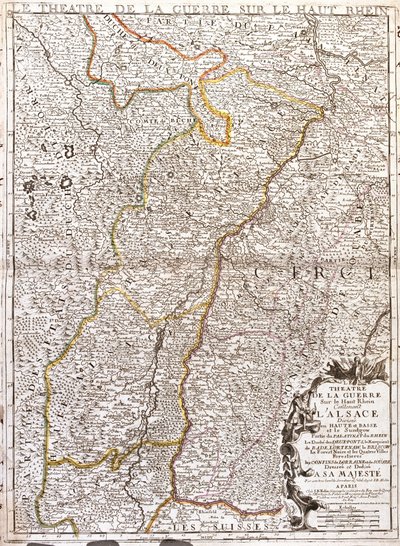 Alsacen kartta (Ranska) (kaiverrus tekijältä Jean Baptiste Nolin