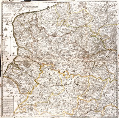 Artoisin (Ranska) ja Flanderin (Belgia, Alankomaat) kartta (kaiverrus tekijältä Jean Baptiste Nolin