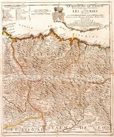Asturian kartta (Espanja) (kaiverrus tekijältä Jean Baptiste Nolin