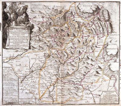 Cevennesin kartta (Ranska) (kaiverrus tekijältä Jean Baptiste Nolin