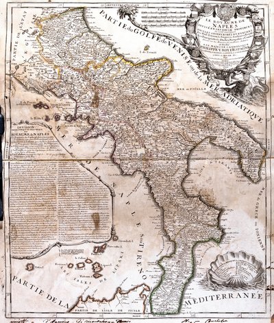 Napolin kuningaskunnan kartta (Italia) (kaiverrus tekijältä Jean Baptiste Nolin