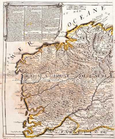 Galician valtakunnan kartta (Espanja) (kaiverrus tekijältä Jean Baptiste Nolin