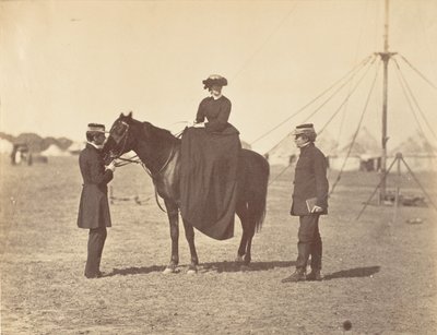 [Lady Canning mustalla arabillaan ja lordi Clyde, komentaja], 1858-61. tekijältä Jean Baptiste Oscar Mallitte