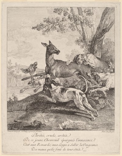 Koirien hyökkäämä peura tekijältä Jean Baptiste Oudry