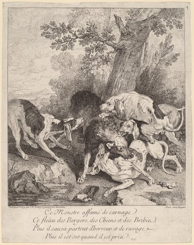 Susi koirien kimppuun tekijältä Jean Baptiste Oudry