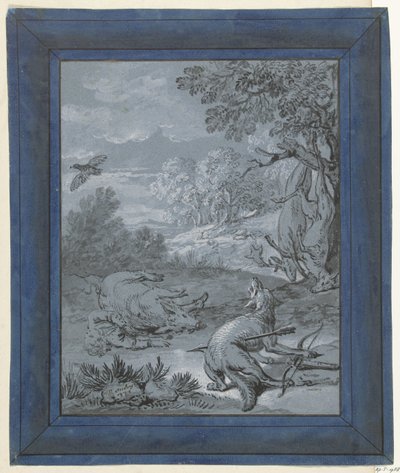 El llop i el caçador / Le Loup et le Chasseur Acabat il·lustracions per a faules de Jean de la Fontaine (títol de la sèrie). tekijältä Jean Baptiste Oudry