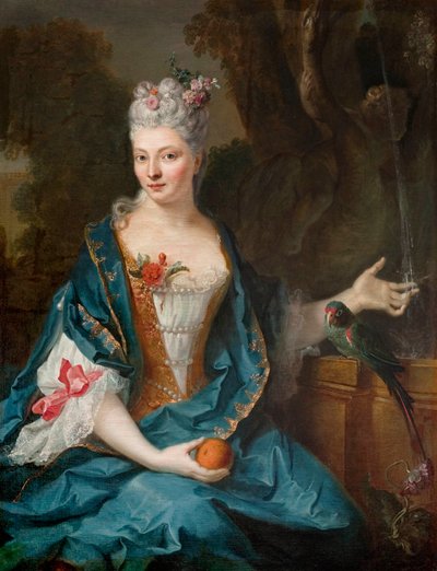 ranska: Dame assise dans un jardin tekijältä Jean Baptiste Oudry
