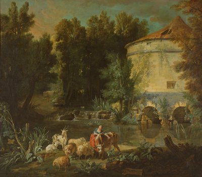 Maisema pyöreällä tornilla, 1737 tekijältä Jean Baptiste Oudry