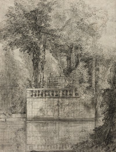 Lattice Work and Reflecting Pool Arcueilissa, 1744-47 tekijältä Jean Baptiste Oudry