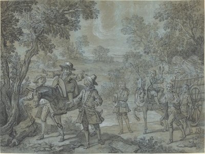 Ragotin julistaa säkeitä; talonpojat uskovat hänen saarnaavan tekijältä Jean Baptiste Oudry