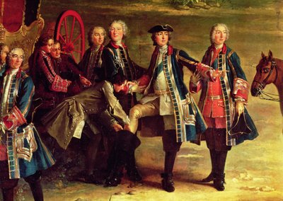 Kuninkaan saappaat, yksityiskohta Compiegnen Puits-du-Roi-metsästyksen kokouksesta (yksityiskohta vuodelta 191987) tekijältä Jean Baptiste Oudry