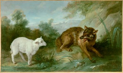 Susi ja lammas. Kuva Jean de La Fontainen (1621-1695) sadusta. Jean Baptiste Oudryn (1686-1755) maalaus tekijältä Jean Baptiste Oudry