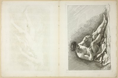 Figuuri (recto ja verso), toisesta akatemioiden hahmojen kirjasta, jonka osaksi kaivertavat Royal Academyn professorit tekijältä Jean Baptiste Perronneau