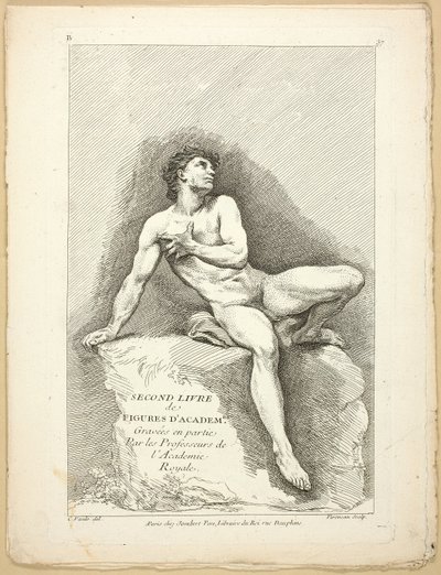 Figuuri (recto ja verso), toisesta akatemioiden hahmojen kirjasta, jonka osaksi kaivertavat Royal Academyn professorit tekijältä Jean Baptiste Perronneau