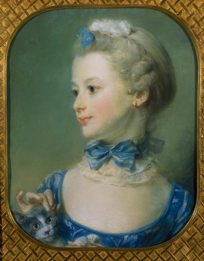 La petite fille au chat (Mlle Huquierin muotokuva) tekijältä Jean Baptiste Perronneau