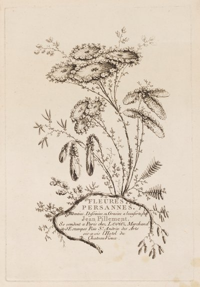Nimisivu, teoksesta "Persian Flowers" tekijältä Jean Baptiste Pillement