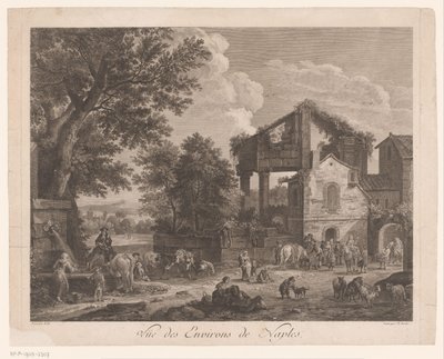 Näkymä Napolin ympäristöön Vüe ​​​​des Environs de Naples (otsikko esineessä) tekijältä Jean Baptiste Racine