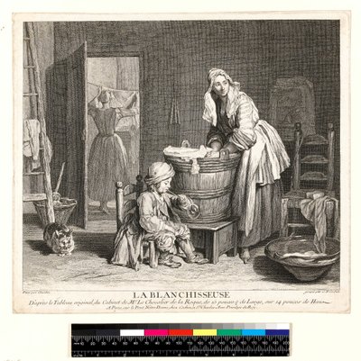 La Blanchisseuse, kaiverrus Charles Nicolas Cochin I (1688-1754) 1739 (etsaus ja kaiverrus) tekijältä Jean Baptiste Simeon (after) Chardin