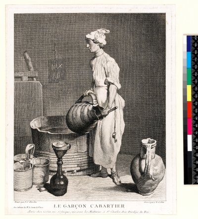 Le Garçon Cabaretier (kellaripoika) kaiverrus Charles Nicolas Cochin I (1688-1754) 1750 (etsaus ja kaiverrus) tekijältä Jean Baptiste Simeon (after) Chardin