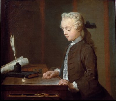Poika, jolla on spinning-top (tai lapsi, jolla on teetotum) - öljy kankaalle tekijältä Jean Baptiste Simeon Chardin