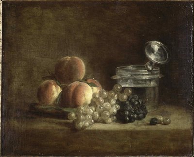 Persikat ja viinirypäleet. tekijältä Jean-Baptiste Simeon Chardin