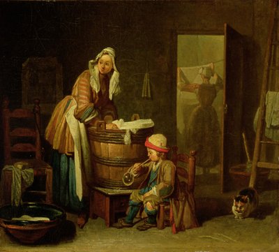 The Laundress (öljy kankaalle) tekijältä Jean Baptiste Simeon Chardin