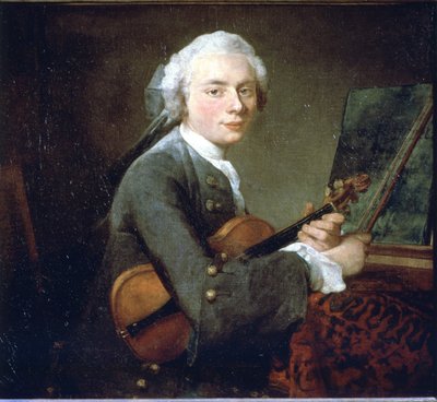 Nuori mies viulussa, noin 1738. Charles Theodose Godefroyn muotokuva. Jean Baptiste Simeon Chardin (1699 - 1789) öljy kankaalle. Pariisi, Louvre-museo. tekijältä Jean Baptiste Simeon Chardin